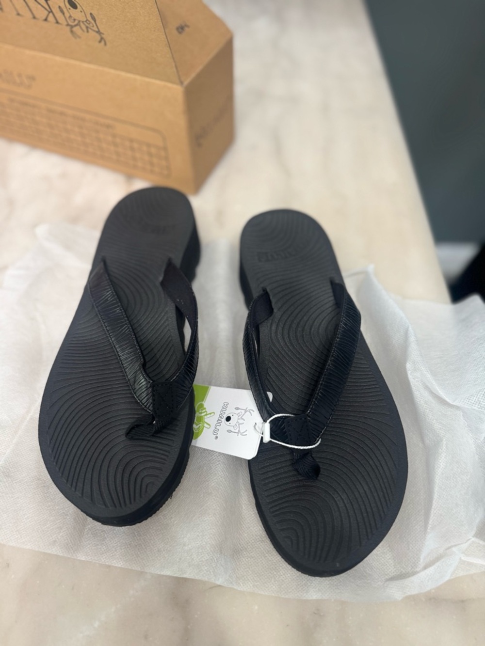 Black Women's Flip-Flop Sandals - Comfortable Everyday Straps